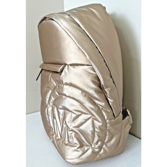 New Michael Kors Rae Medium Backpack Soft Quilted Polyester Rose Gold - Picture 5 of 6